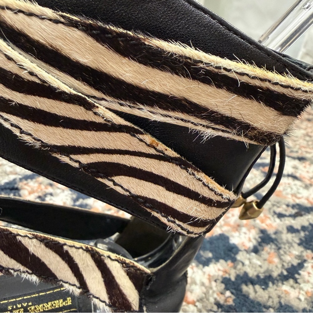 NWOT Pierre Balmain ‘Amelie’ Zebra Print Pony Hair Strappy Zip-Back Sandals Sz 6 - Picture 16 of 16